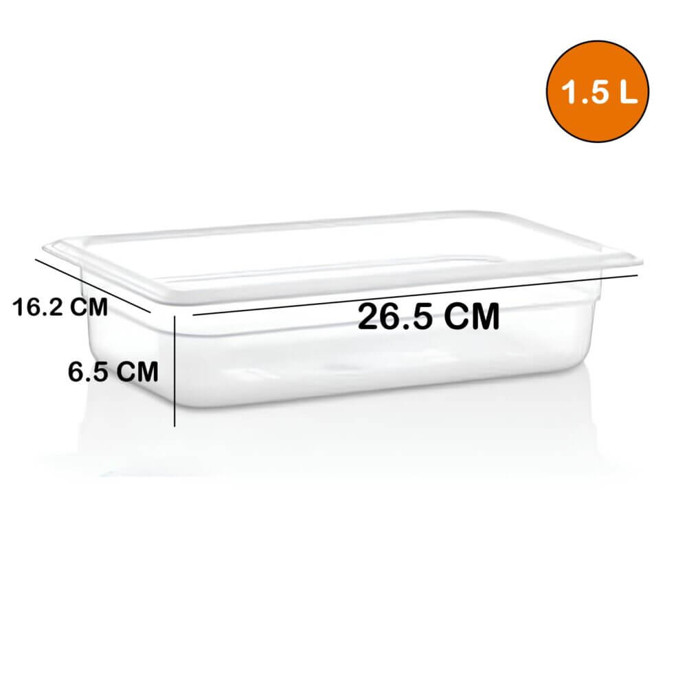 Polikarbon Gastronom Küvet Şeffaf 1/4 65 1.5 Litre