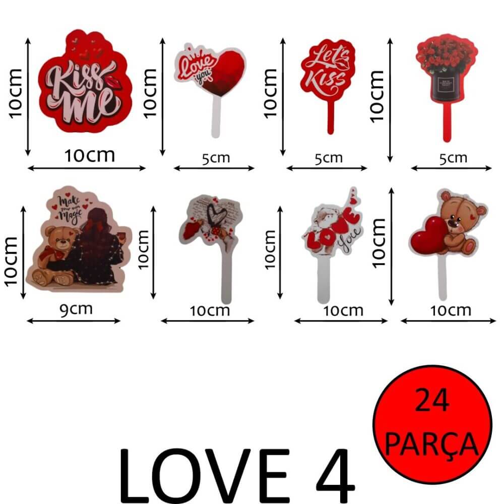 Sevgililer Günü Pasta Süsü Love 4